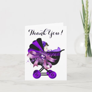 Purple Carriage Lavender Baby Shower Thank You Card