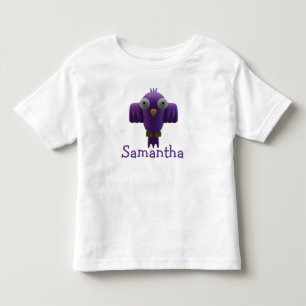 Purple Cartoon Bird & Typography Toddler T-shirt