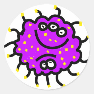 Purple Cartoon Germ Classic Round Sticker