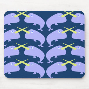 Purple Cartoon Narwhal Pair Character Design Mouse Pad