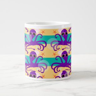 Purple Cartoon Octopus Underwater Fun Design Large Coffee Mug
