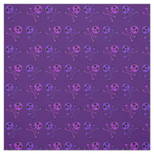 Purple Cartoon Skull Pattern Fabric