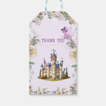 Purple castle Fairytale themed thank you tags.