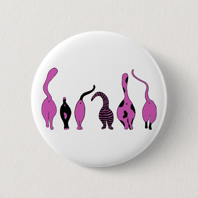 Purple Cat Butts 6 Cm Round Badge (Front)