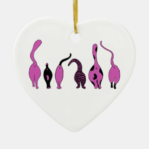 Purple Cat Butts Ceramic Ornament