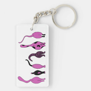 Purple Cat Butts Key Ring