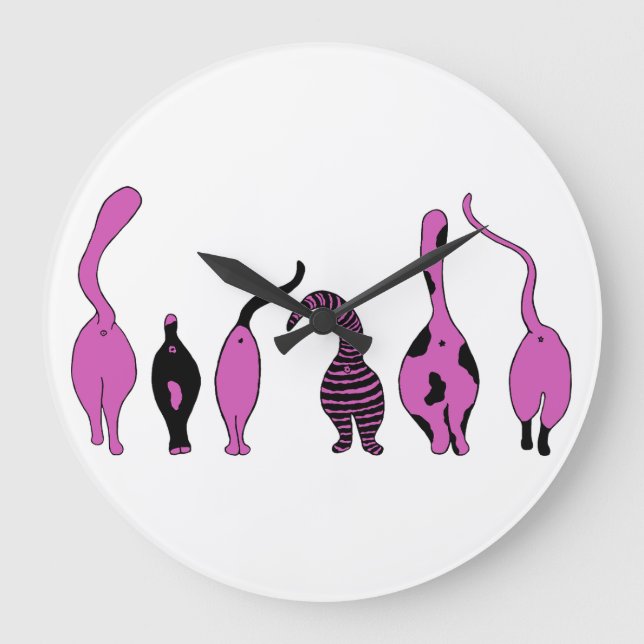 Purple Cat Butts Large Clock (Front)