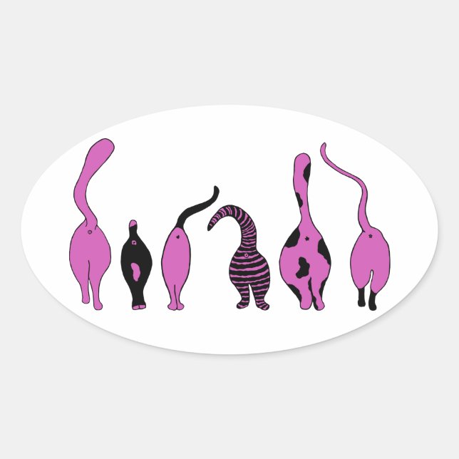 Purple Cat Butts Oval Sticker (Front)