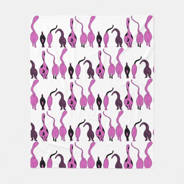 Purple Cat Butts Pattern Fleece Blanket (Front)
