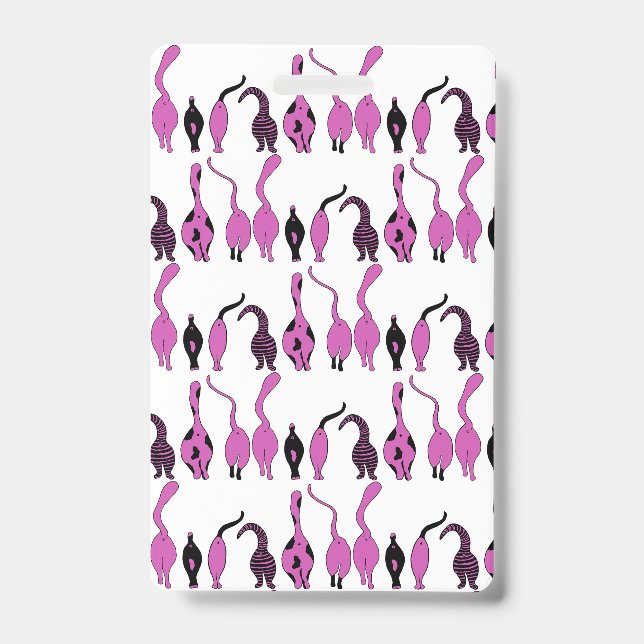 Purple Cat Butts Pattern ID Badge (Front)