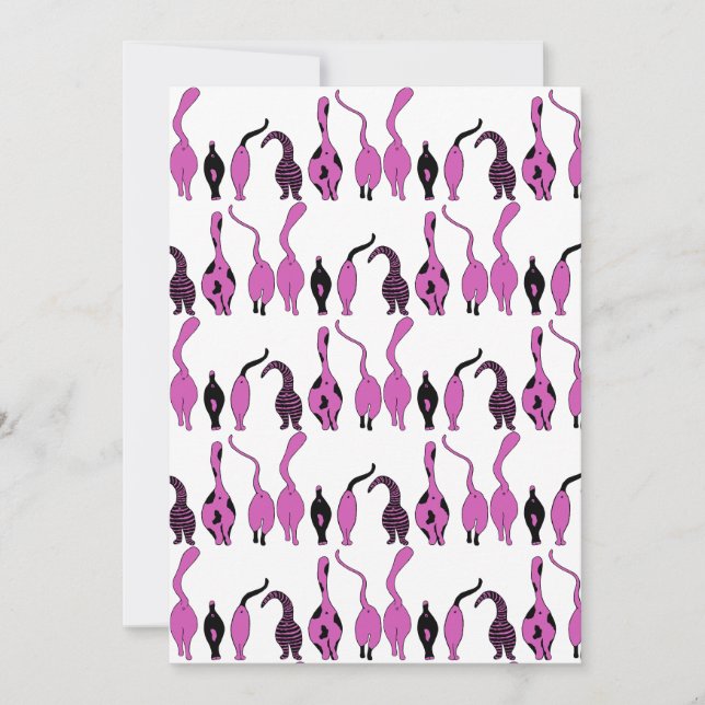 Purple Cat Butts Pattern Invitation (Front)