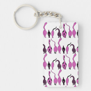 Purple Cat Butts Pattern Key Ring