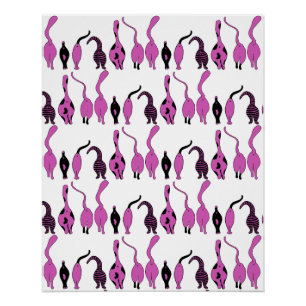 Purple Cat Butts Pattern Poster