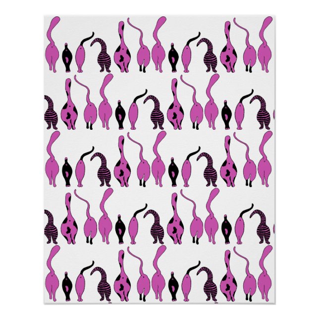 Purple Cat Butts Pattern Poster (Front)
