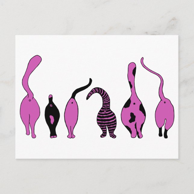 Purple Cat Butts Postcard (Front)