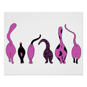 Purple Cat Butts Poster