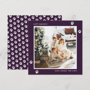 Purple Cat Dog Owner Photo Happy Pawlidays Card