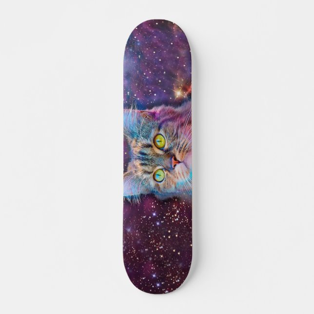 Purple cat in space skateboard (Front)