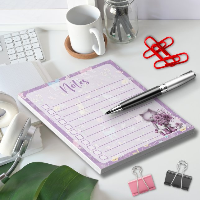Purple Cat Notes – Garden Floral Cat Design (Creator Uploaded)