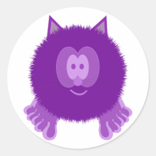 Purple Cat Pom Pom Pal Stickers