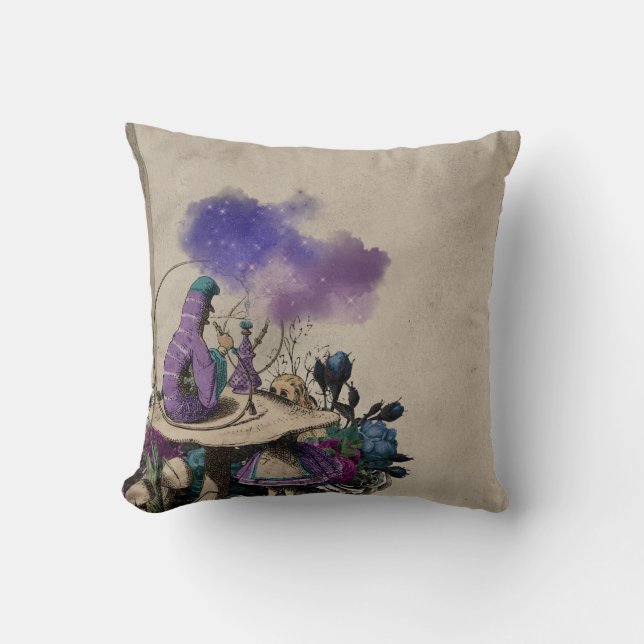Purple Caterpillar Alice in Wonderland Decoupage Cushion (Front)
