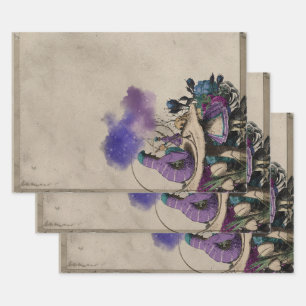Purple Caterpillar Alice in Wonderland Decoupage Wrapping Paper Sheet