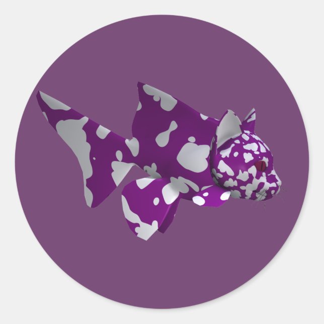 Purple Catfish Classic Round Sticker (Front)