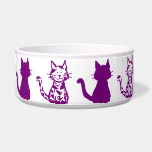 Purple Cats Pattern Large Pet Bowl