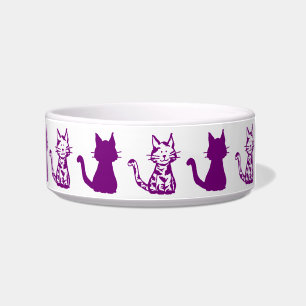 Purple Cats Pattern Small Pet Bowl