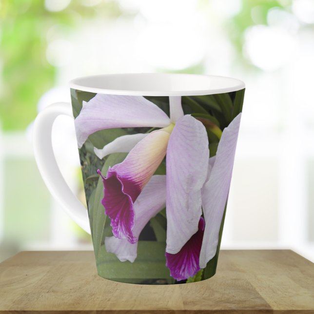 Purple Cattleya Orchids Floral Latte Mug (In Situ)