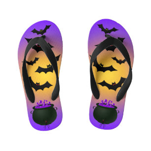 Purple Cauldron and Bats Kid's Thongs