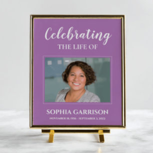 Purple Celebration Of Life Photo Welcome Funeral Poster