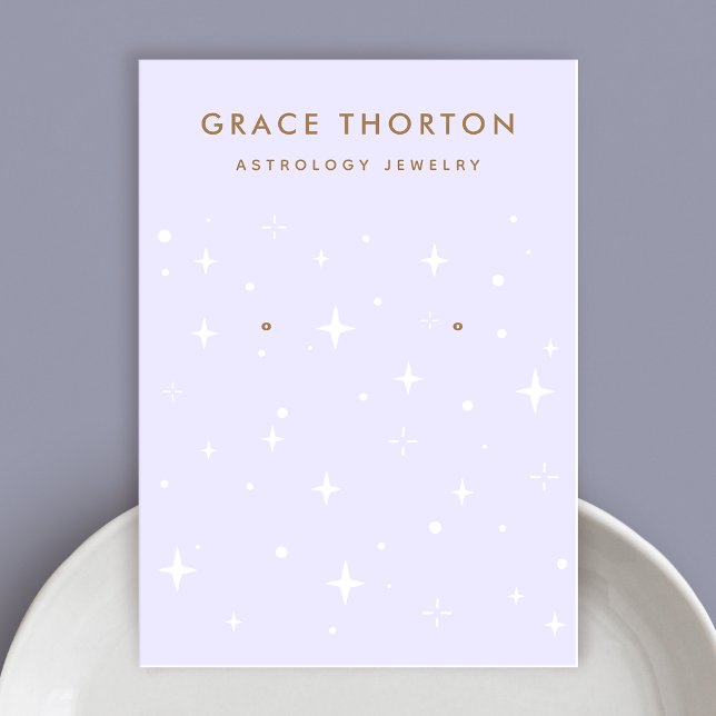 Purple Celestial Boho Stars Earring Display  Business Card (Creator Uploaded)