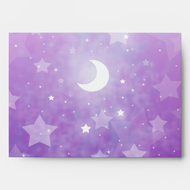 Purple Celestial Fantasy Art Stars and Moon Envelopes (Front)