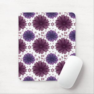 Purple Celestial Floral Pattern Mouse Pad