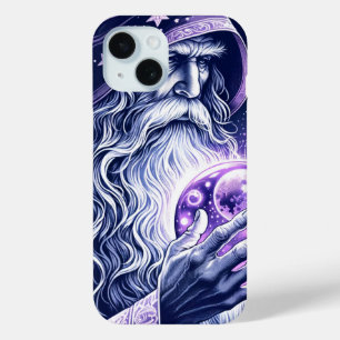 Purple Celestial Space Gazing Crystal Ball Wizard iPhone 15 Case