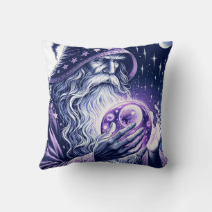 Purple Celestial Space Gazing Crystal Ball Wizard Cushion