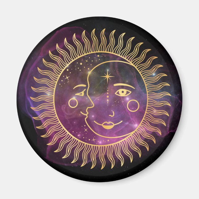 Purple Celestial Sun and Moon  Magnet (Front)