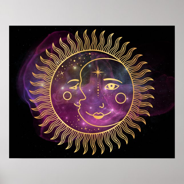 Purple Celestial Sun and Moon Poster (Front)