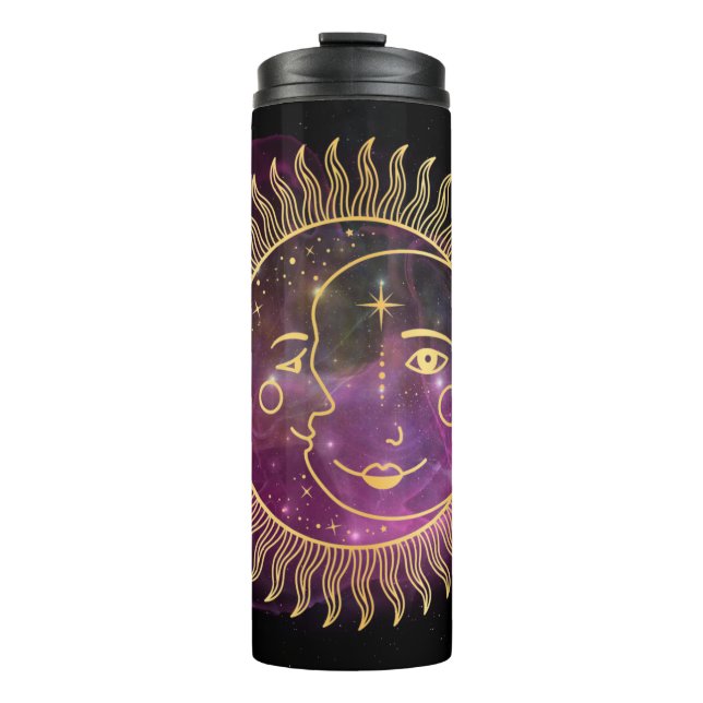 Purple Celestial Sun and Moon Thermal Tumbler (Front)