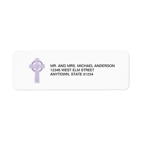 Purple Celtic Cross Return Address Label