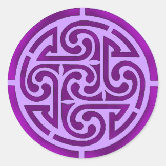 Purple Celtic Knot Design Classic Round Sticker