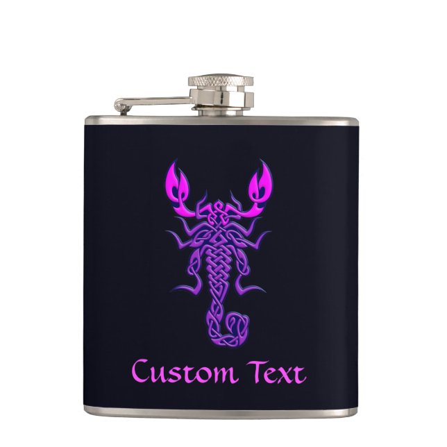 Purple Celtic Knot Scorpion Hip Flask (Front)