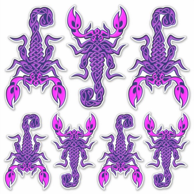 Purple Celtic Knot Scorpion Sticker Set (Front)
