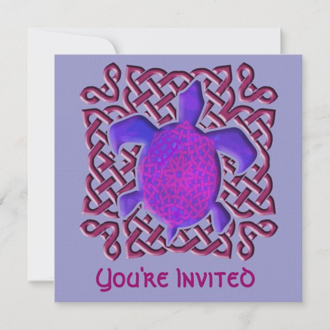 Purple Celtic Knot Turtle Invitations (Front)