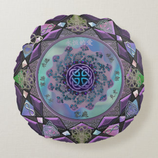 Purple Celtic Mystical Mandala Round Throw Pillow