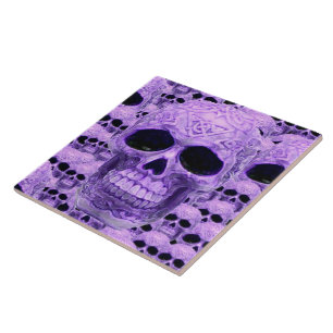 Purple Celtic skull collage tile