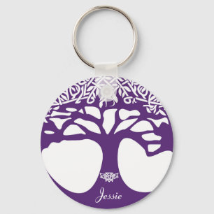 Purple Celtic Tree of Life Key Ring Customisable