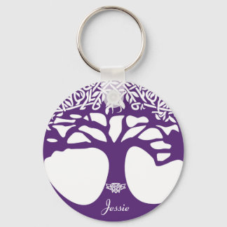 Purple Celtic Tree of Life Key Ring Customisable