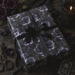 Purple Cemetery Roses Dark Gothic Wrapping Paper